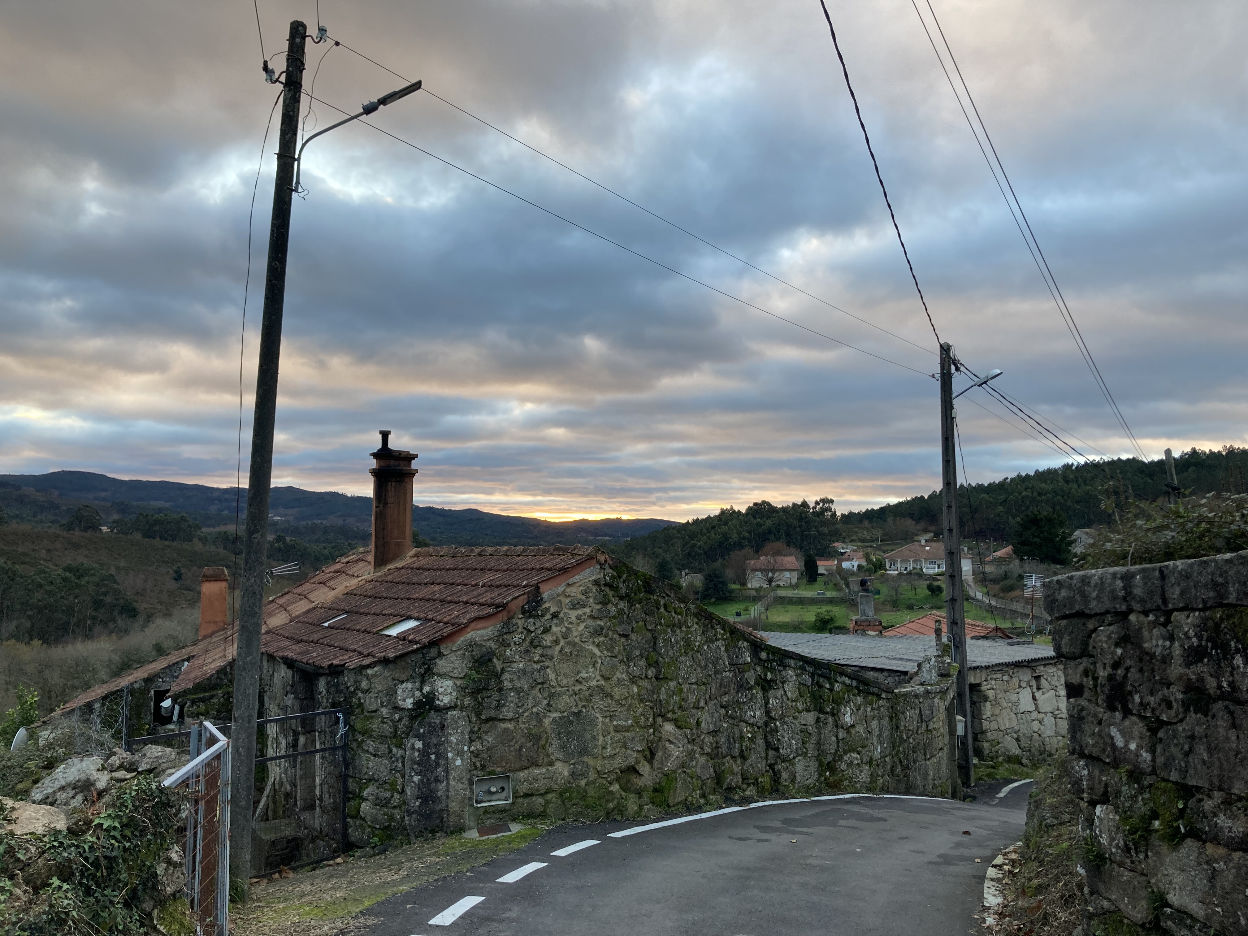 old village houses at dusk