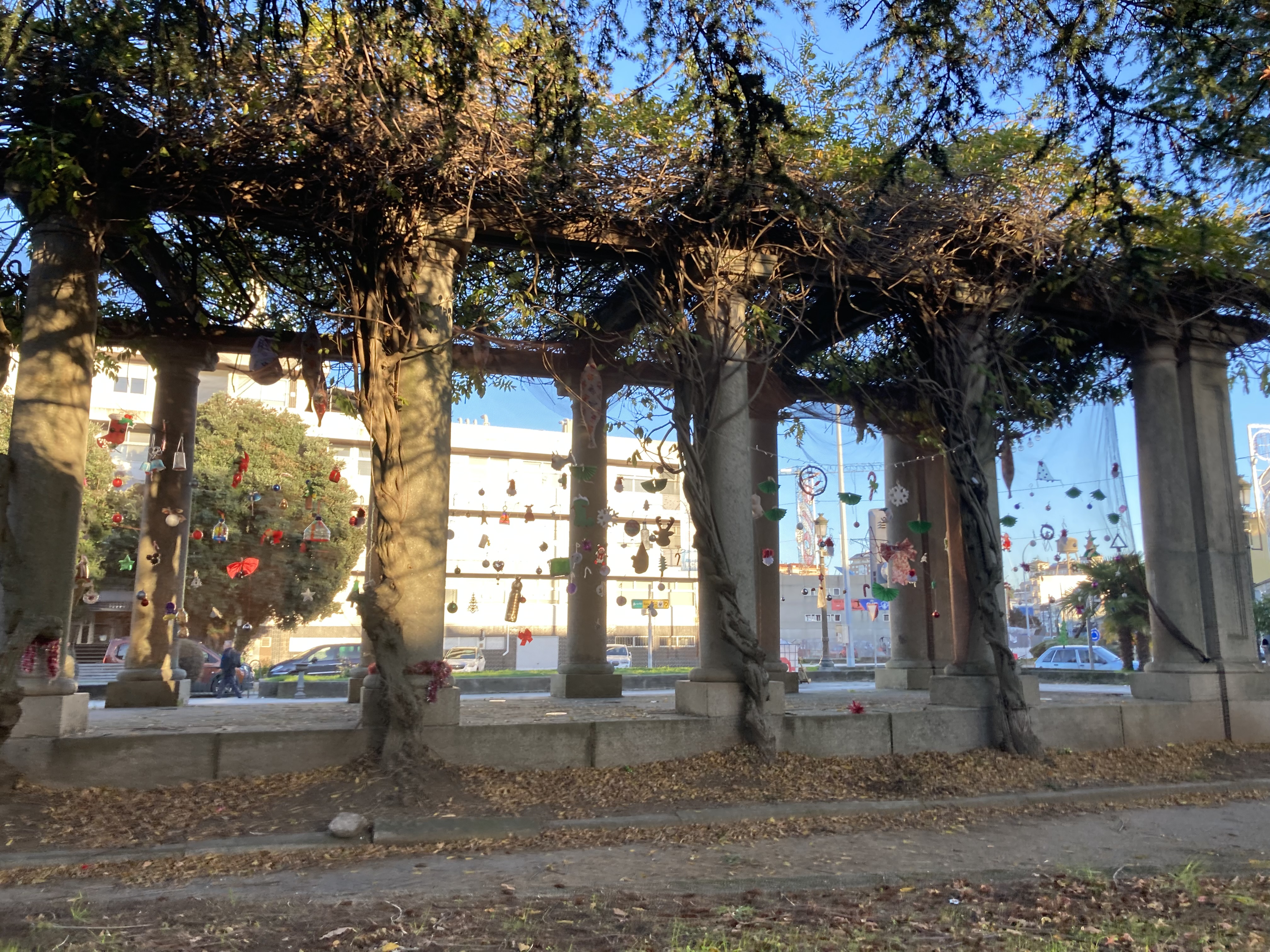 christmas ornaments on a public space