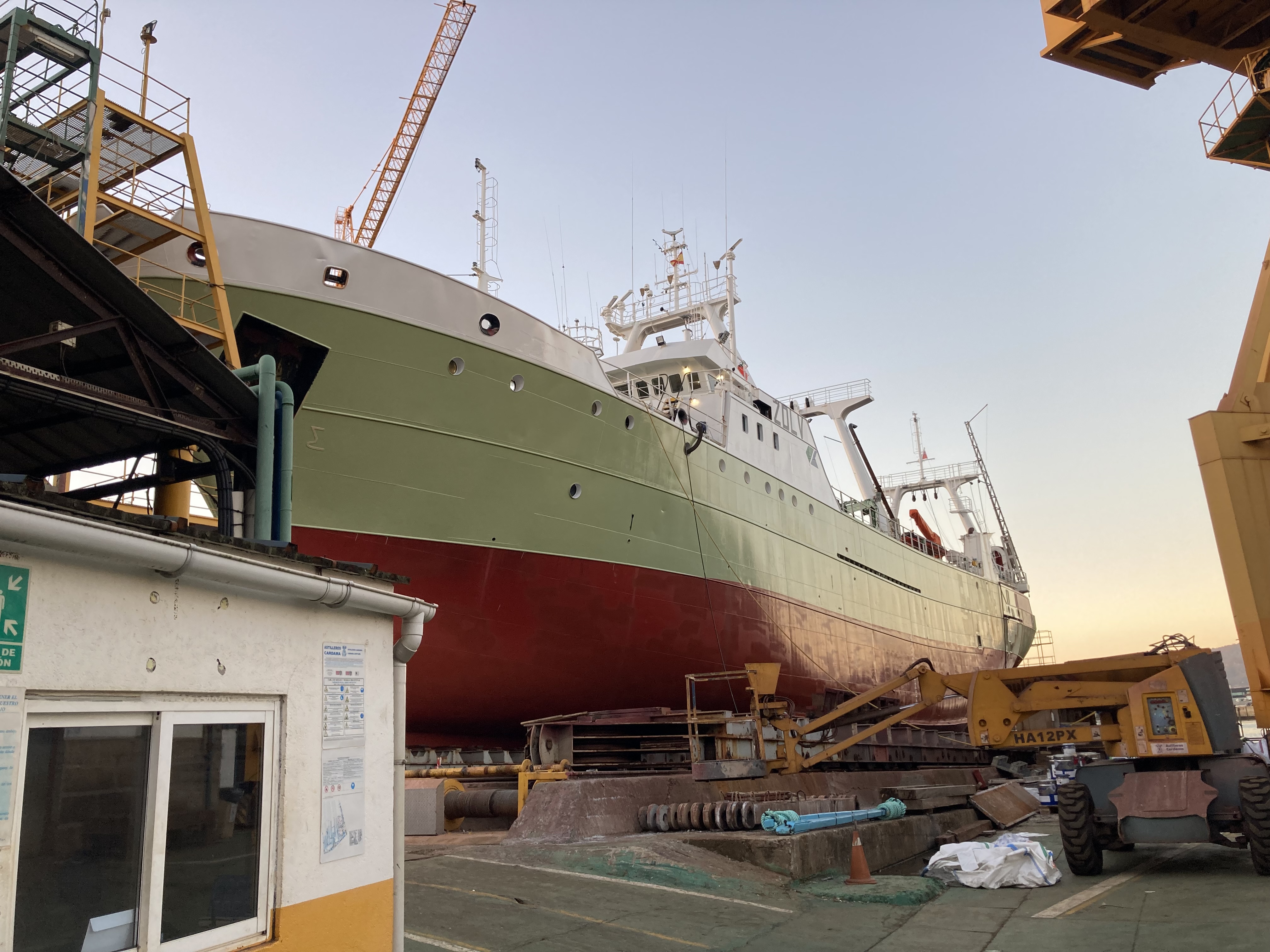 pretty big ship, tied to a peer